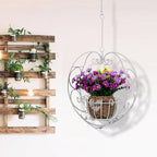 39.7" Hanging Plant Holder,Metal Heart Planter, Hanging Planters,for Patio, Porch, Bedroom, Living Room Decor（White）