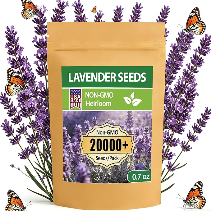 LUOJIBIE Lavender Seeds, 20000+ Seeds Bulk Pack, 2026 Lavender Seeds for Planting Outdoor, High Germination Non-GMO, Wildflower Seeds for Planting Indoor Outdoor, Open Pollinated