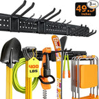 Garage Tool Organizer Wall Mount 49.5 inches with 10 Adjustable Heavy-Duty Hooks, Garage Organization, Garden Tool Storage Rack for Garage, Yard, and Shed, Holds Up to 400 lbs