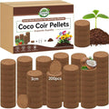 Halatool 200 Pcs Coco Coir Seed Starter Pellets, Seed Starting Soil Pellets for Potting Mix, Cat Grass Soil, Compressed Coconut Dirt Pods for Indoor Outdoor Plants Vegetables Fruits Flowers