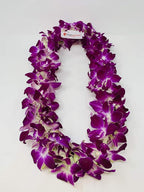 eflowerwholesale - Fresh Hand Made Dendrobium Orchid Lei Purple(Double)
