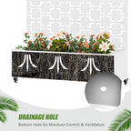 Casaphoria Metal Raised Garden Bed with Trellis and Wheels, 47"x47"x16" Planter Box for Climbing Plants, Vegetables & Vines, Features Drainage Holes and Privacy Screen, White-Square