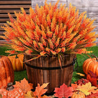 Waipfaru Fake Mums Fall Decor, 20 Bundles UV Resistant Faux Mums for Outdoor Planters, Fall Flowers Artificial for Decoration, Faux Plants for Home Porch Thanksgiving Decoration(Orange)
