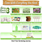 Paint & Plant Flower Growing Gardening Kit with 3 Pots for Kidz - Gardening Tools Set Easter Gifts for Girlz & Boyz Agez 5, 6, 7, 8, 9, 10, 11 & 12 Yearz Old Girlz