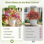 Alupssuc 24 Bundles Artificial Flowers for Outdoors Decoration, UV Resistant Silk Faux Floral Spring Fake Plastic Plants Greenery for Outside Indoor Home Porch Window Planter Decor, Mix 4 Colors