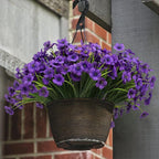 21 Bundles Artificial Outdoor UV Resistant Flowers No Fade Fake Outside Flowers Plastic Greenery Faux Shrubs Garden Porch Window Box Home Decoration(Purple)