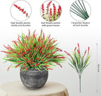 Ivydale 20PCS Artificial Plants Fake Flowers Monkey Grass for Outdoors,UV Resistant Realistic Red Faux Greenery Shrubs Outside Decor for Home Garland Porch Patio Balcony Planter Yard Office Pathway