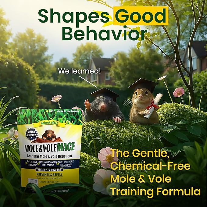 Nature's MACE Mole & Vole MACE – Yard & Garden Granules, Castor Oil Formula, Outdoor Use, Plant & Pet Safe, 160 Fl Oz (Pack of 1)