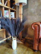 Premium Faux Black Pampas Grass Decor 8pcs 43.3″ – Jet Black Tall Dramatic Feather Flowers, No Assembly 18-Branch One-Piece Stems for Modern Gothic Wedding & Luxe Home Decor, Floor Vase Statement