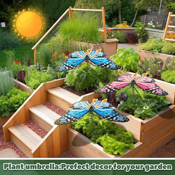 Mixweer 2 Pcs Butterfly Shape Metal Plant Umbrellas for Outdoor Small Plants, 12 in Metal Plant Shade Disk Outdoor Garden Umbrella for Potted Live Decor