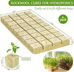 Legigo 1.2 Inch Rockwool Cubes Seed Starter Plugs for Hydroponics, RockWool Planting Grow Cubes for Hydroponic Tower Garden Soilless Cultivation Plants Germination Cutting Clone (4 Sheet, 144 Plugs)