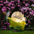 Solar Garden Statue Hummingbird Figurine - Hummingbird Flower Carry Magic Orb Solar LED Lights for Outdoor Statue Decoration for Patio, Balcony, Yard, Lawn Ornament