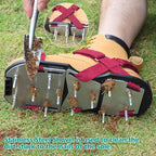Lawn Aerator Shoes for Grass - Pre-Assembled Grass Aerator Shoes for Lawn - Soil Yard Aerator Tool for Aerating Patio Garden, Red, Medium Size