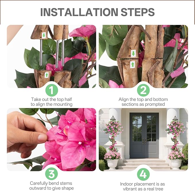 5FT Artificial Bougainvillea Tree – Faux Silk Pink Bougainvillea Plant with Pot for Indoor Outdoor Decor, Tall Fake Tropical Tree for Home, Office, Patio, Balcony, Wedding Decoration