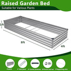 2PCS 8x4x1ft Galvanized Raised Garden Bed,Outdoor Planter Box Metal Patio Kit Planting Bed for Vegetables Flowers Herb,Silver