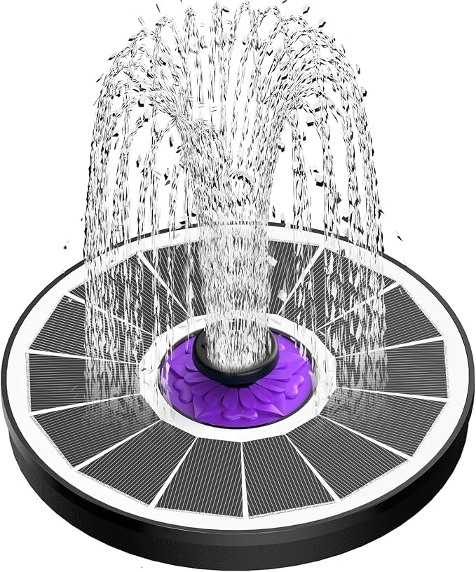 SZMP Solar Fountain 3.5W Bird Bath Fountains with Flower Upgraded Glass Panel, Solar Powered Water Fountain with 7 Nozzles & 4 Fixer, Solar Fountain Pump for Bird Bath, Garden, Pond, Pool (White)