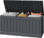 Greesum Outdoor Storage Box 82 Gallon Storage Bin with Lid for Patio Furniture, Garden Tools, Pool Supplies, Waterproof and UV Resistant, Lockable, Gray