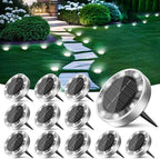 Peasur Mini Solar Ground Lights Outdoor, 12 Pack Flat Solar Powered Disc Lights, IP68 Waterproof, Anti-Rust, Landscape Lighting for Pathway Garden Yard Lawn Walkway Landscape Driveway, Cool White