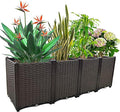 Large Planters for Outdoor Plants Raised Garden Bed Kit Rectangular Elevated Plastic Garden Boxes for Gardening Vegetables Flowers in Backyard Patio Balcony