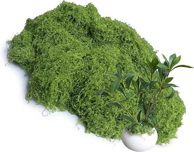 Light Green 8.8oz Artificial Floral Moss Fake Greenery Moss Faux Plant for DIY Crafts Fairy Garden Pot Filler Vase Greenery Decorating Project Indoor Model Making Walls Glass Decor Forlaoers
