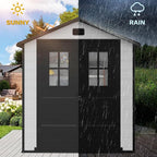 DWVO Outdoor Storage Shed 6x4.4 FT Plastic Garden Tool Shed with 2 Windows, Double-Wall Outside Shed for Lawn Mower, Garden Tool for Backyard, Lawn, Patio