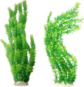 Hamiledyi Aquarium Plants Plastic Decor Fish Tank Green Decorations Plants Ornament Safe for All Fish,Extra Large 23-inch Tall, 2 Pack（Green Style A）