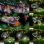 Slyuexu Solar Garden Lights Outdoor Waterproof, 4 Pack Total 480 LED Solar Firework Lights Decorative with 8 Lighting Modes Outside for Yard Pathway Flowerbed Decor, White