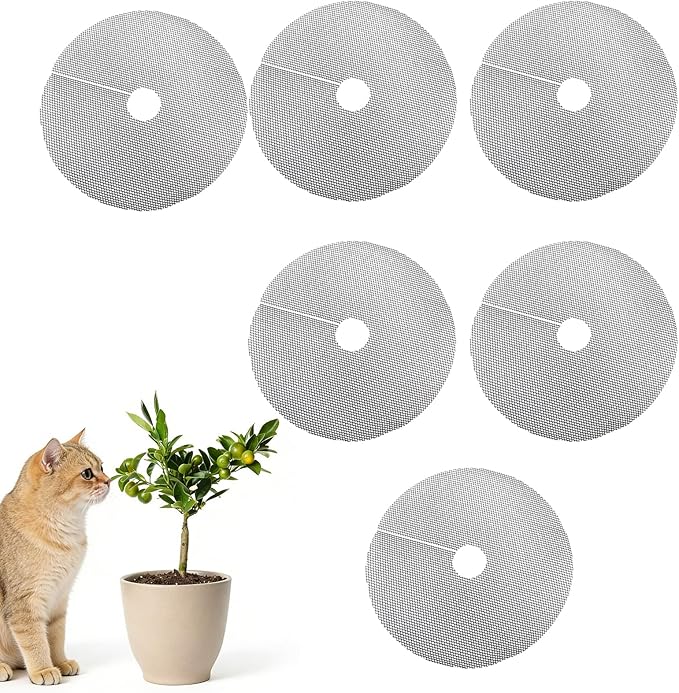 6 Pcs 11.81 Inch Plant Pot Grids-Cuttable, Plant Pot Soil Protective Covers, Thickened Flower Protectors from Animals for Indoor Outdoor Garden Plant Protection