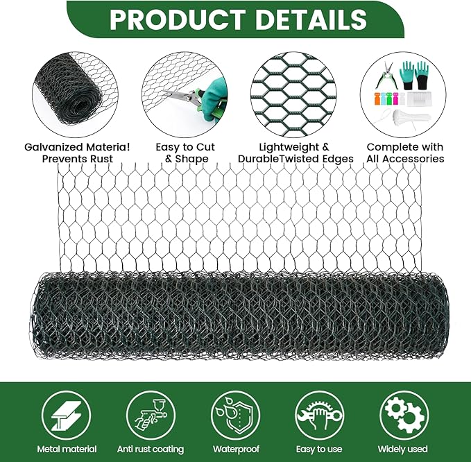 Plant Protectors from Animals, 32.8ftx16inch, DIY Cuttable Plant Cage for Vegetable Gardens, Tree Saplings & Potted Plants, Easy to Install Protection for Gardeners & Outdoor Growing (Black)
