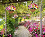 Ouddy Decor Artificial Hanging Flowers with Basket, Fake Silk Hanging Flowers in Coconut Lining Basket Faux Hanging Plants for Outdoor Indoor Spring Garden Porch Patio Balcony Home Decor, Multicolor