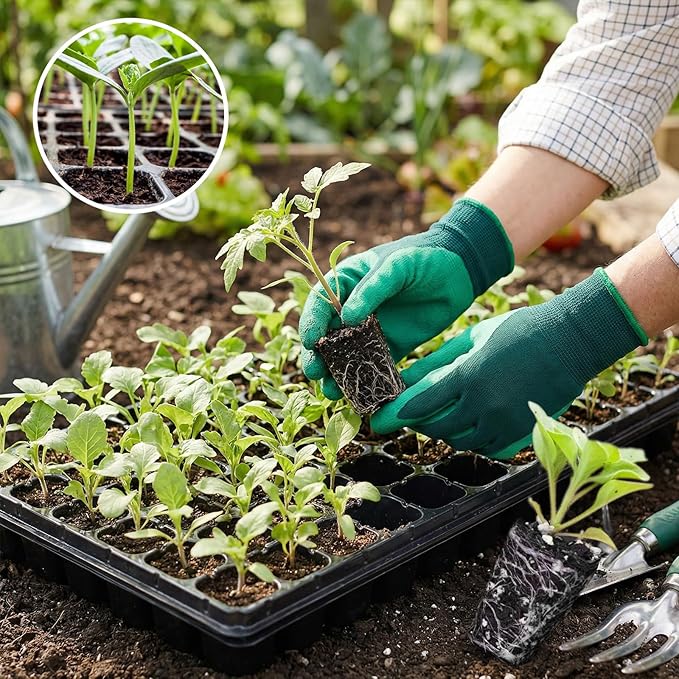 72-Cell Seed Trays with Drainage Trays-10 Sets 20 Packs-1020 Durable Plastic Plant Tray for Seed Germination（21x11x1.81 in）