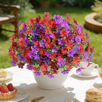 Alupssuc 20 Bundles Artificial Flowers for Outdoor Indoor Decoration, UV Resistant No Fade Fake Plants Eucalyptus, Colorful Faux Spring Flowers for Outside Yard Porch Patio Garden Home Window Box