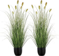 3FT / 4FT Extra Lush Artificial Plant (2pcs), Luxury Fake Tall Plants with Pot, Luxury Faux Tall Greenery with Dogtail for Garden Porch and Home Decor (Green, 4FT)