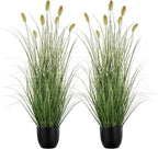 3FT / 4FT Extra Lush Artificial Plant (2pcs), Luxury Fake Tall Plants with Pot, Luxury Faux Tall Greenery with Dogtail for Garden Porch and Home Decor (Green, 4FT)