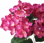 FOTEEWL 16 Bundles Artificial Hydrangea Flowers for Outdoor Decor, Realistic Faux Silk Bouquets Sun-Resistant Fake Plants for Front Door Balcony Farmhouse Garden Home Spring Summer Decor (Rose Red)