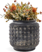 FillTouch 1 Pcs Rustic Hobnail Planter Pot, 7.5" Indoor Outdoor Cement Fiber Flower Pot, Decorative Farmhouse Container for Succulent, Flower & Herb, Vintage Brown Vase for Patio, Balcony Home Decor