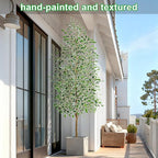 Bailikang 8FT Artificial Ficus Trees Indoor Faux Trees Indoor Fake Floor Plants Tall Artificial Tree with White Pot Faux Tree Fake Indoor Tree Silk Plants Artificial Trees for Home Decor Indoor