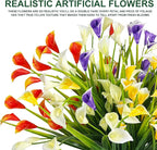 TURNMEON 12 Bundles Calla Lily (240 Heads) Artificial Flowers for Outdoors, Fake Plants UV Resistant Faux Plastic Fake Flowers for Indoor Home Porch Yards Spring Summer Cemetery Decor(Color Mix)