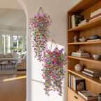 Artificial Hanging Flowers Plants for Outdoor Spring Summer Decoration, 2PCS Faux Silk Daisy UV Resistant Look Real for Outside Home Indoor Planter Porch Garden Yard Decor(Light Purple Red)