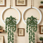 Boho Wall Decor, 2Pcs Fake Hanging Plants Artificial Succulents, Indoor Hanging Planter Greenery Decor, Perfect for Bathroom Living Room Bedroom Office Washroom, Faux Succulent Wall Floating Plants
