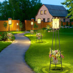 Solar Powered Tripod Floor Lamp with Plant Stand - 36in Outdoor Patio Garden Yard Deck Porch Lighting Decor, Waterproof Solar Light for Backyard Balcony Pathway(2 Pack)