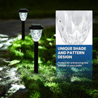GIGALUMI 16 Pack Solar Outdoor Lights, Bright Solar Pathway Lights with Great Pattern, Waterproof Auto On/Off Light for Outside Garden Walkway Driveway Lawn Pathway