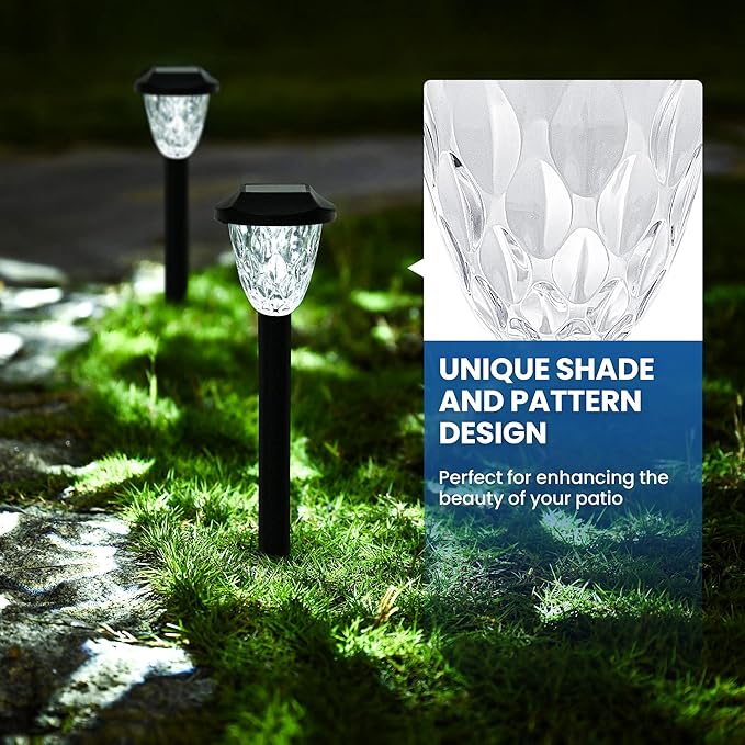 GIGALUMI 10 Pack Solar Lights Outdoor, Solar Pathway Lights with Great Pattern, Waterproof Auto On/Off Light for Outside Yard Garden Walkway Driveway Lawn Pathway