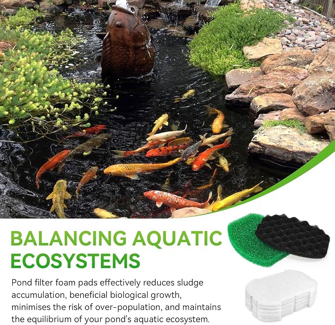 Pond Filter For Ponds Maintenance Kit For Aquagarden Inpond 5 In 1 600 Gallon Pond Pump - Foam Filters & Polymer Wool Pads 3-Stage Filtration, Fish Pond Filter Pads For Outdoor Ponds (Fit 600/900)