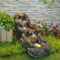 Sunlinua 37" L Outdoor Water Fountain with 3 Tiers Cascading Realistic Tree Trunk Waterfall Fountains with LED Lights Outdoor Water Fountain for Garden Patio Backyard Porch Home Decor