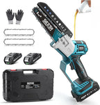 SEESII Brushless Mini Chainsaw 6 Inch, Handheld Saw with 2 * 2000 mAh Batteries, Cordless Chainsaw with Automatic Oiler, Compatible with Makita 18V Battery, Electric Saw for Tree Limb Branch Cutter
