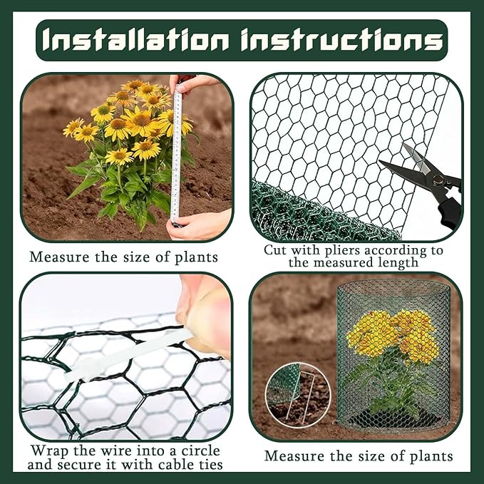 16.4FT x16IN Plant Protectors from Animals,Free-Cut Metal Chicken Wire for Outdoor Plants to Keeping Rabbits Squirrels Chicken Animals Out