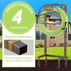 TomCare Garden Hose Holder Upgraded Water Hose Holder Heavy Duty 4 Spikes Hose Hanger Holds 160 Feet Hoses Stable Freestanding Hose Storage Organizer for Outside Yard