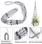 Augshy 2 Packs Macrame Hanging Planter, Indoor Hanging Planter Basket with Wood Beads Decorative Macrame Pot Hanger for Home Decor (Grey)