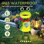 Solar Garden Lights Frog Statue with Solar Lantern,13.78in Tall Frog Decor Fairy Accessories,Mothers Day Birthday Gifts for Women Mom Grandma,Big Metal Decorative Stakes for Home Decor,Patio,Yard Art